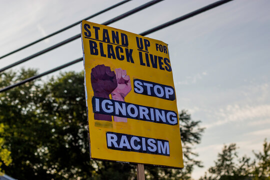 Milwaukee, Wisconsin - 08/05/20: Sign Reading "Stop Ignoring Racism" at a Black Lives Matter Protest