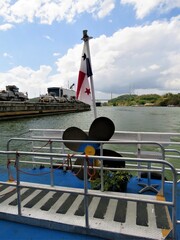 Fototapeta na wymiar flag at the back of the boat