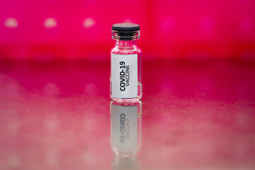 Medical vial with a COVID-19 vaccine label