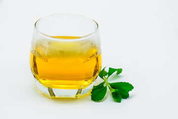 Stevia tea on white background