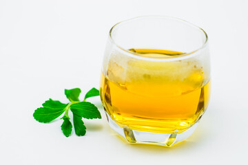 Stevia tea on white background