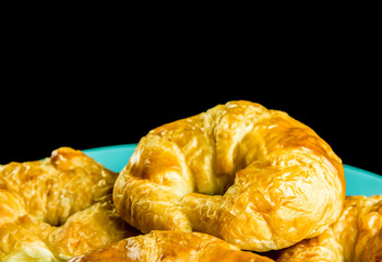 Croissant  breads in plate , in door Chiangmai Thailand