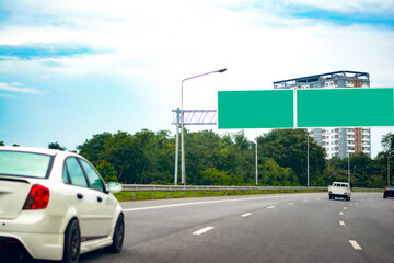 blank sign on the road, traffic on the road