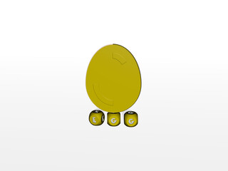 3D illustration of egg graphics and text made by metallic dice letters for the related meanings of the concept and presentations. background and easter