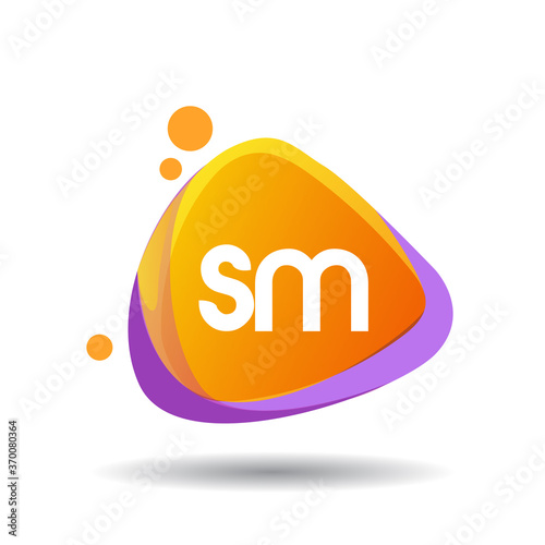 Letter Sm Logo In Triangle Splash And Colorful Background Letter Combination Logo Design For Creative Industry Web Business And Company Wall Mural Wikagraphic