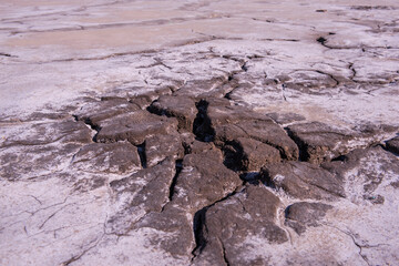 Cracked earth in reclaimed land