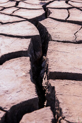 Cracked earth in reclaimed land