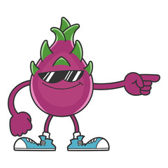 Dragon fruit pitaya sunglasses cartoon character