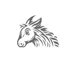 donkey head black and white logo. vector illustration