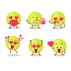 Tennis ball cartoon character with love cute emoticon