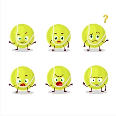 Fotobehang Cartoon character of tennis ball with what expression © kongvector