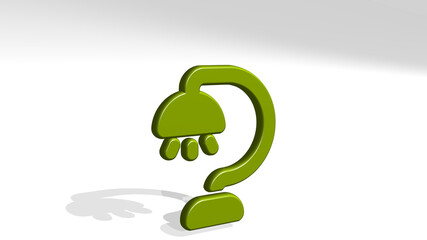 table lamp hanging stand with shadow. 3D illustration of metallic sculpture over a white background with mild texture. wooden and concept