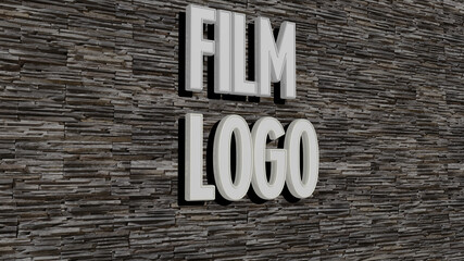 3D illustration of film logo graphics and text made by metallic dice letters for the related meanings of the concept and presentations. background and camera