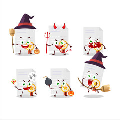 Halloween expression emoticons with cartoon character of award diploma