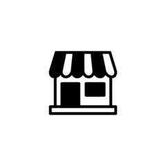 Grocery icon in black flat glyph, filled style isolated on white background