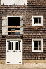 Fototapeta na wymiar framed window of old barn house in country side