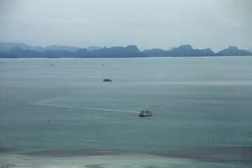 Fototapeta premium Car ferrys out at sea - close to Nathon Pier and Port - Koh Samui - Thailand