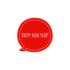 ''Happy new year'' red speech bubble vector