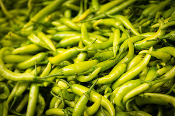 Green chillies at Indian food market