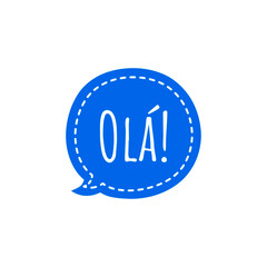 ''Olá'' (''hello'' in portuguese) blue speech bubble vector
