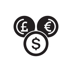 Coin exchange icon black vector illustration