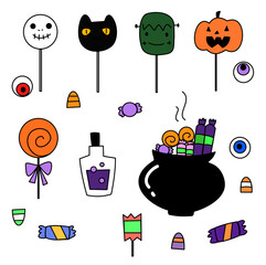 set of vector halloween candy