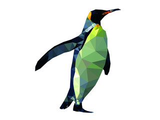 Cute Origami geometric Penguins cartoon vector illustration. Colorful penguin characters Low Polly polygon animal