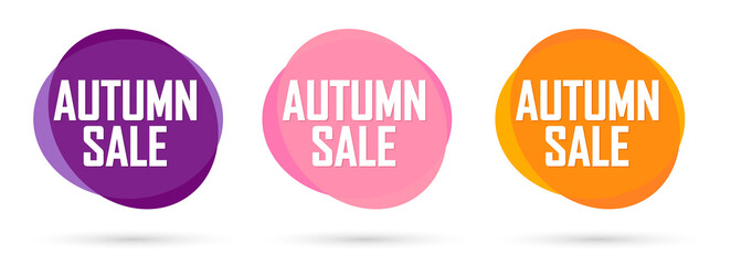 Set Autumn Sale bubble banners design template, discount tags, app icons, vector illustration