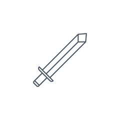 Simple sword japanese. Martial arts, Samurai knife for battle knight. Katana with handle outline symbol as traditional weapon equipment. line Vector illustration. Design on white background. EPS 10