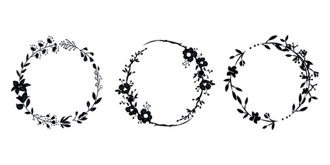 Floral Ring Wreath element with leaves and berries, round frame, floral circle Vector illustration. For wedding invitations, greeting cards, award, heraldry, nobility. cartoon branch of flower