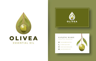 water drop / olive oil logo and business card design