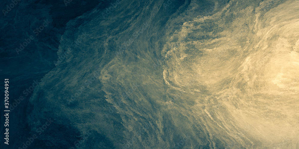 Poster abstract paint background by deep blue and gold color with liquid fluid texture in luxury concept.