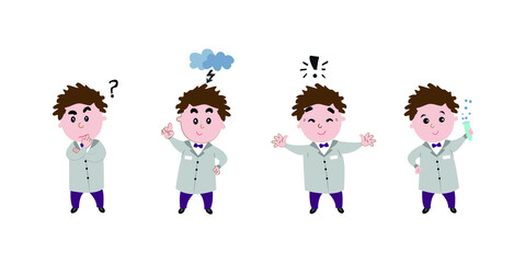 Kids Scientist vector Illustration cartoon character.
