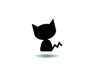 cartoon cat Icon Vector illustration. Perfect Black Cat sitting smiling Logo symbol. Home pet veterinary clinic store Logotype concept . Flat style for graphic and web design. EPS10 black pictogram.