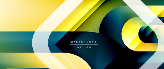 Fototapeta premium Vector geometric abstract background with lines and modern forms. Fluid gradient with abstract round shapes and shadow and light effects