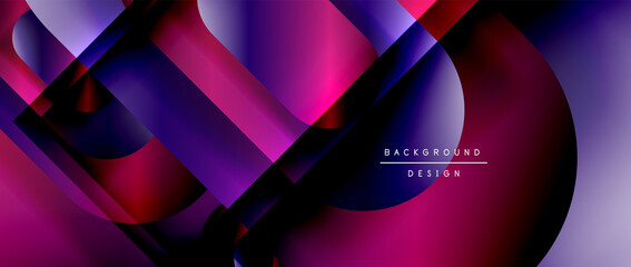 Vector geometric abstract background with lines and modern forms. Fluid gradient with abstract round shapes and shadow and light effects