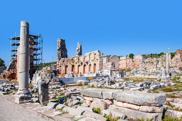 Ruins of ancient city of Perge - Antalya, Turkey