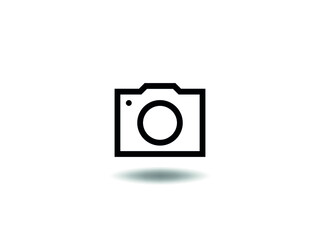 Camera Icon Vector illustration. Perfect Digital Camera symbol. Photography sign, emblem isolated on white with shadow, Flat style for graphic and web design, app, logo. EPS10 black pictogram.
