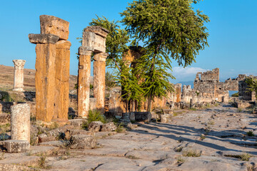 The ruins of the ancient city Hierapolis -Pamukkale, Turkey