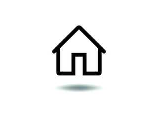 Home Icon Vector illustration. Perfect House symbol. real estate sign, emblem isolated on white background with shadow, Flat style for graphic and web design, logo. EPS10 black pictogram.