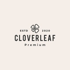 clover leaf hipster vintage logo vector icon illustration