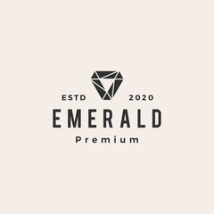 Naklejka premium emerald gem hipster vintage logo vector icon illustration