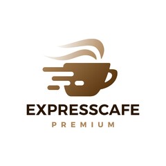express cafe coffee quick delivery logo vector icon illustration