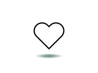 Heart Icon Vector illustration. line Hearts Love symbol. Valentine's Day sign, emblem isolated on white background with shadow, Flat style for graphic and web design, logo. EPS10 black pictogram.