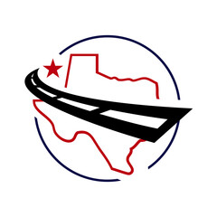 combination of road icon and texas map logo vector element illustration