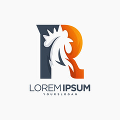 rooster r logo icon animal fauna