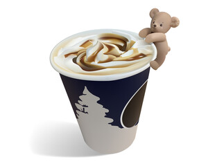 ラテ/クリームたっぷり/ぬいぐるみ/人形つき/背景透明