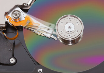 Computer Equipment - Hard Disc Drive with magnifying glass (HDD) Uncovered