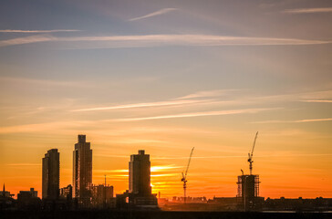 Sunrise over the East River in New York City with Long Island City in the background