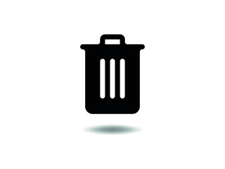 Trash can line Icon Vector illustration. Recycle bin symbol. Garbage can sign, emblem isolated on white background with shadow, Flat style for graphic and web design, logo. EPS10 black pictogram.